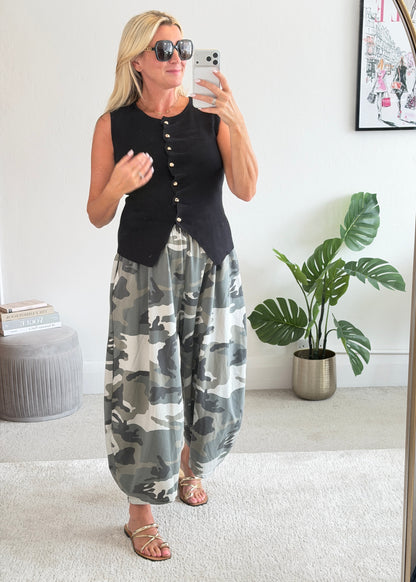 Camouflage Print Cocoon Trousers
