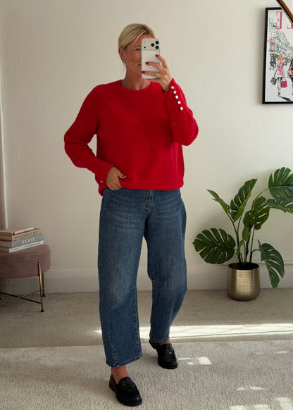 Chocolate Alpaca Mix Button Cuff Jumper
