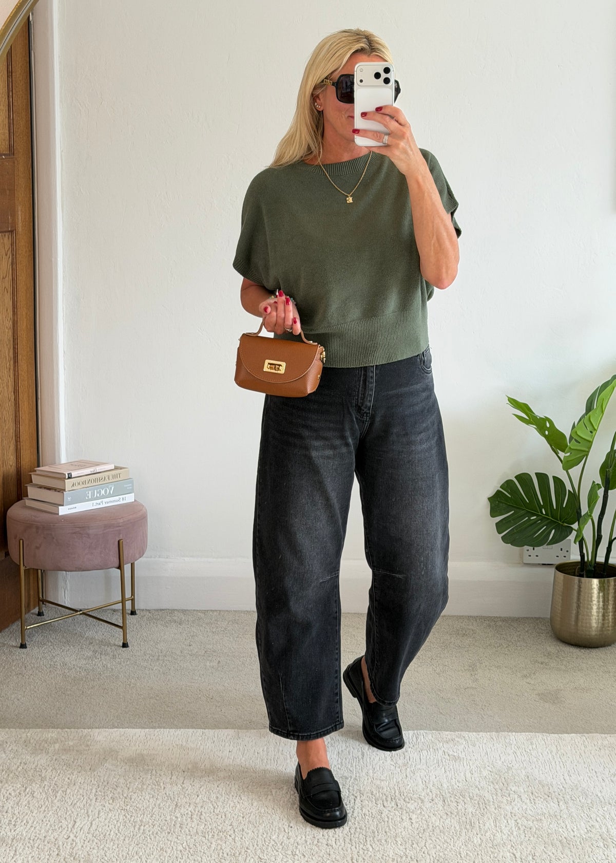 Khaki S/Sleeve Batwing Jumper
