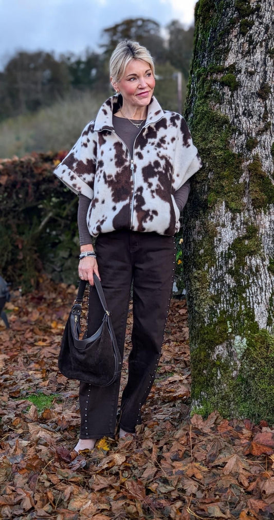 Cow Print Gilet
