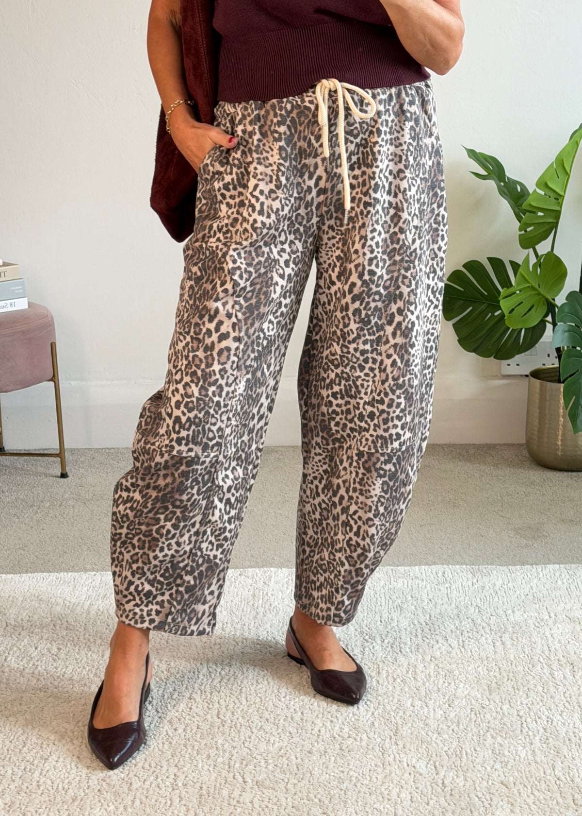Small Leopard Print Barrel Joggers