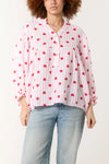 Heart Striped Cheesecloth Blouse