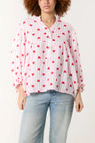 Heart Striped Cheesecloth Blouse