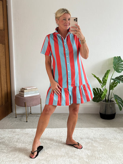 Red/Turquoise Blue Stripe Dress
