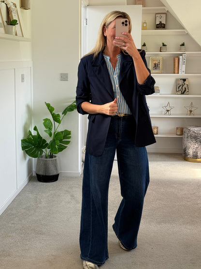 NEW Navy Single Button Plain Blazer