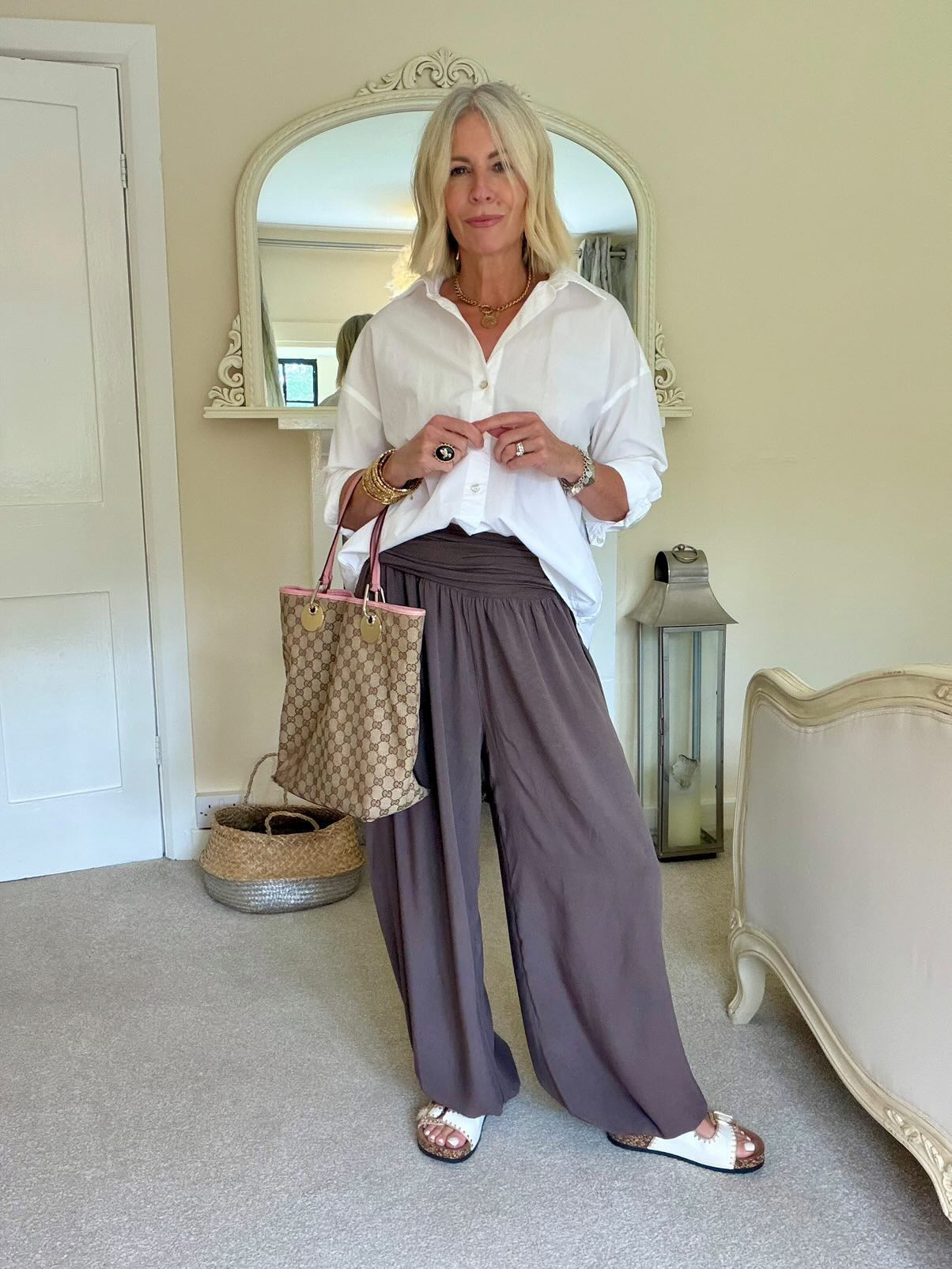 Denim Blue Viscose Balloon Leg Trousers - PRE ORDER