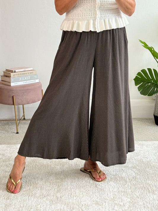 Chocolate Stripe Palazzo Culottes