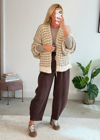 Beige/Cream Cosy Stripe Cardigan