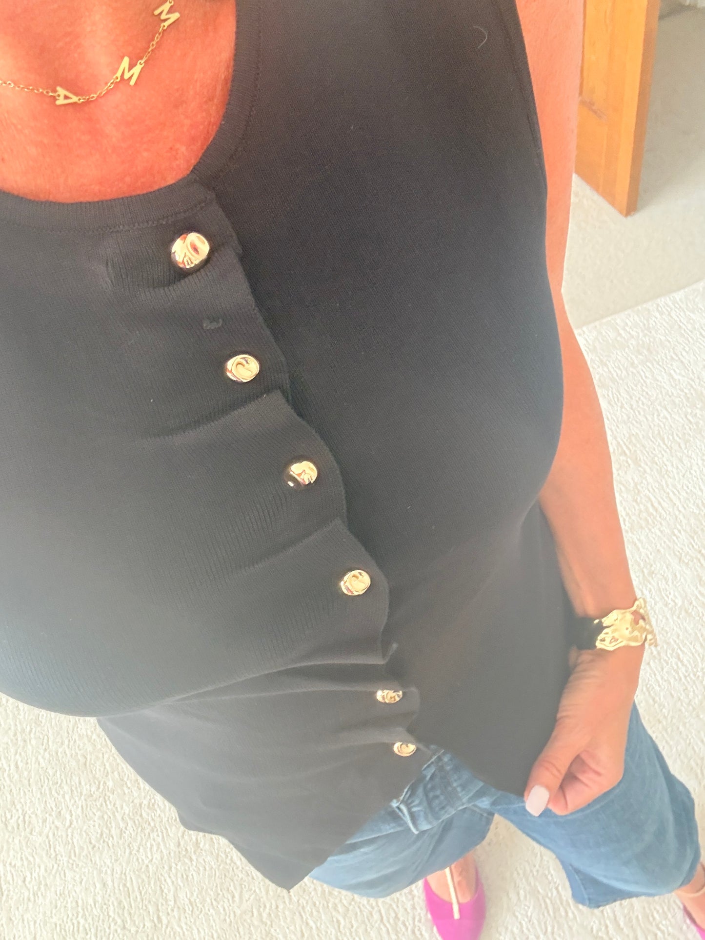 Black Tailored Knit Waistcoat