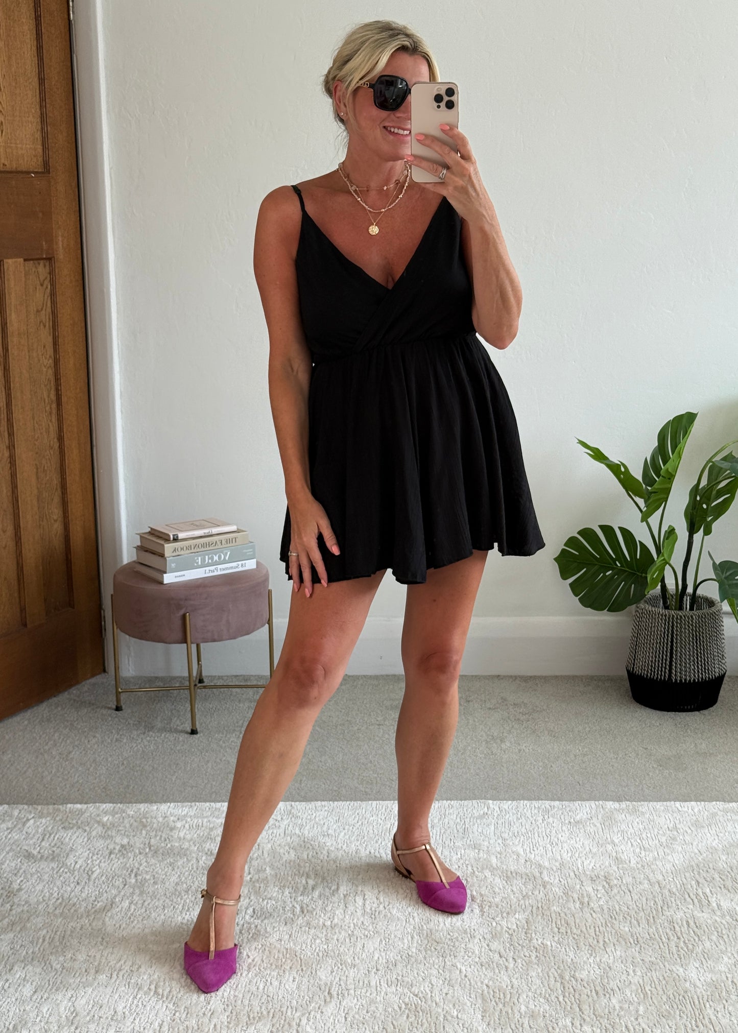 Black V-Neck Playsuit