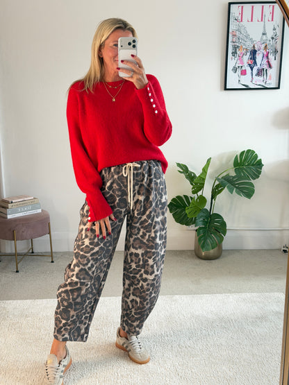 Large Leopard Print Barrel Joggers