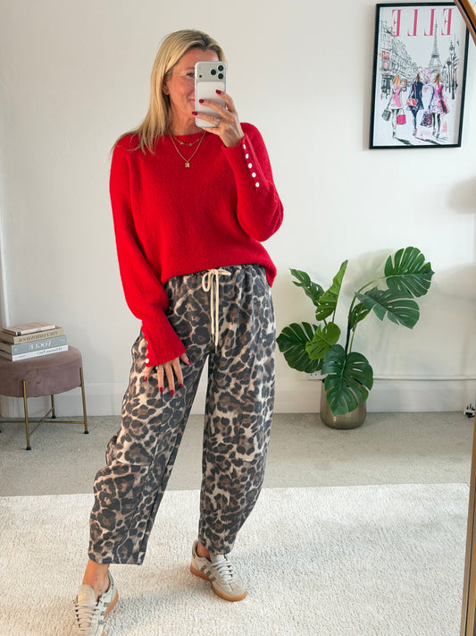 Large Leopard Print Barrel Joggers