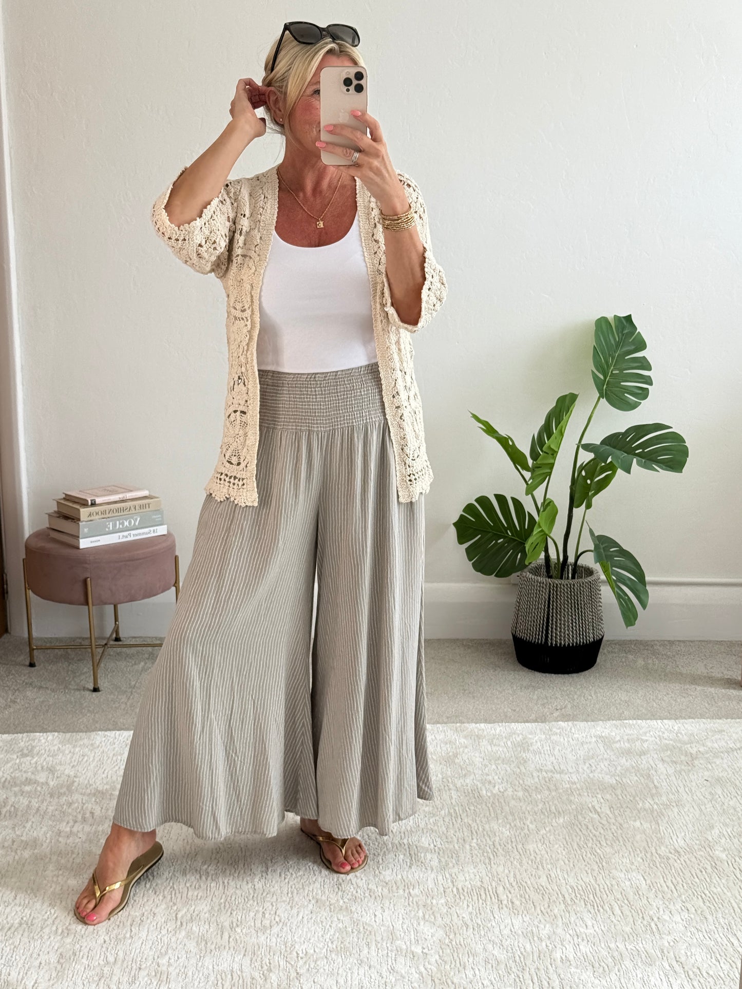 Mocha Stripe Palazzo Culottes