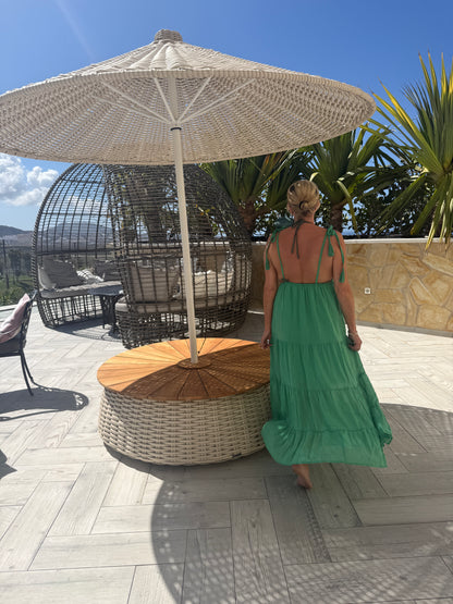 Kelly Green Tie Strap Tiered Maxi Dress
