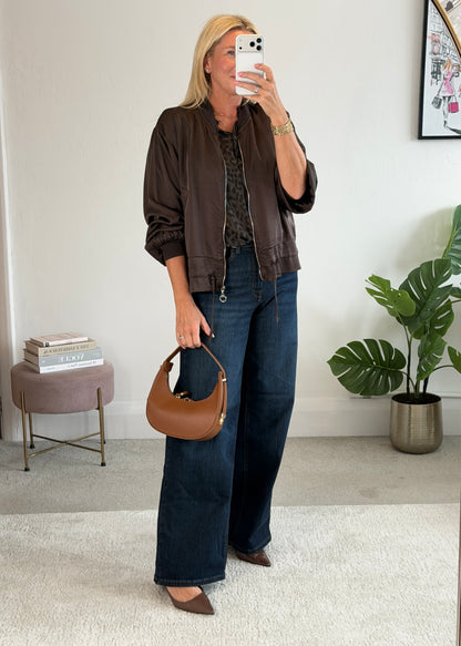 Chocolate Leopard 3/4 Puff Sleeve Blouse