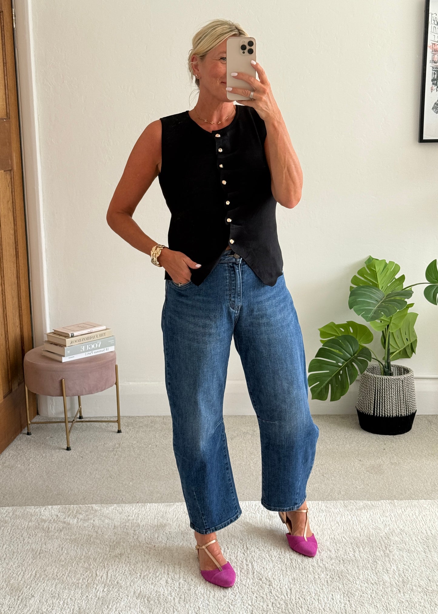 Black Tailored Knit Waistcoat