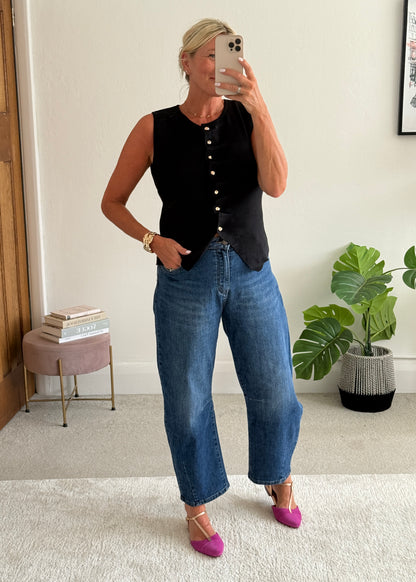 Black Tailored Knit Waistcoat