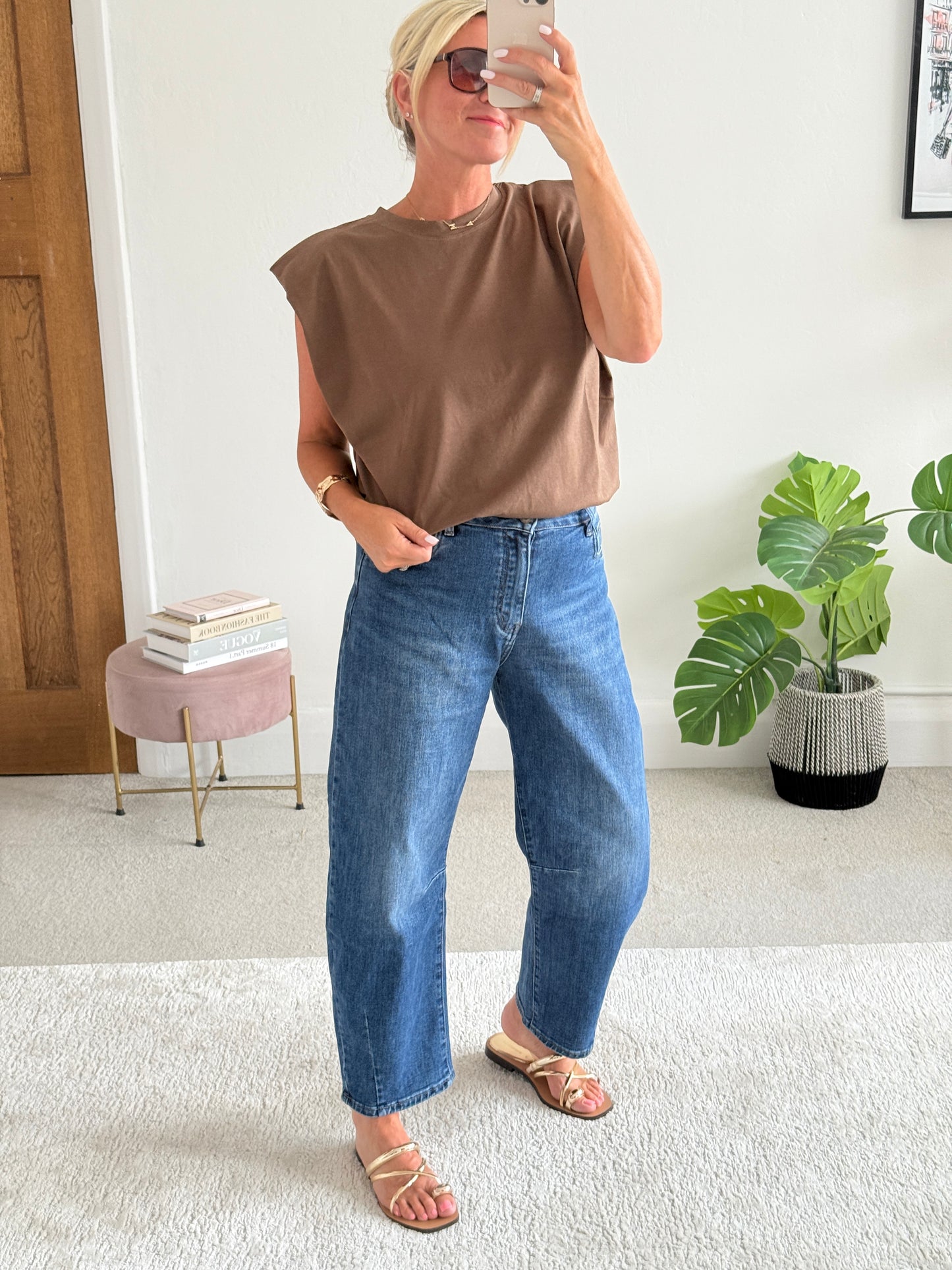 Chocolate Structured Shoulder T-Shirt