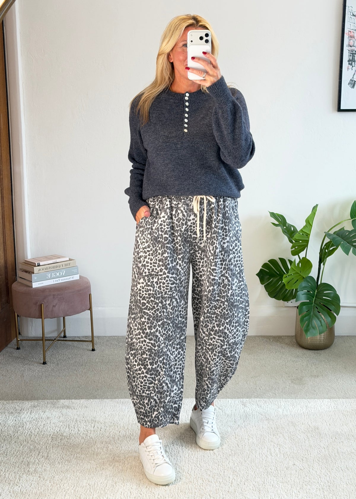 Small Leopard Print Barrel Joggers