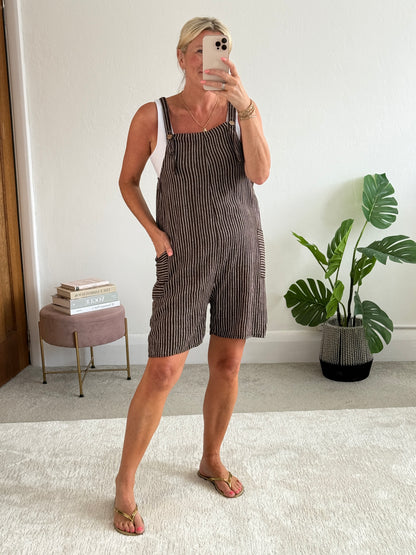Chocolate Stripe Dungaree Playsuit