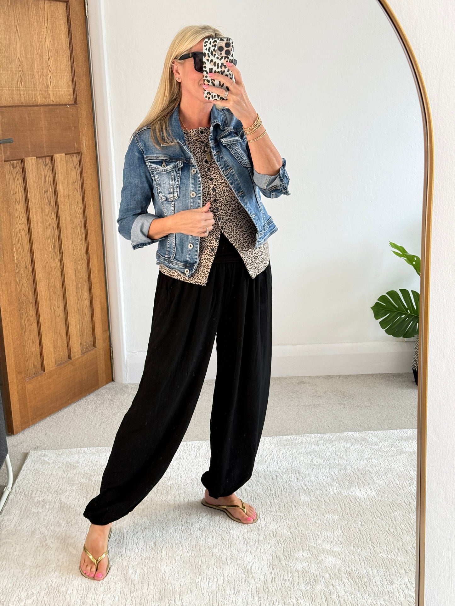 Black Viscose Balloon Leg Trousers