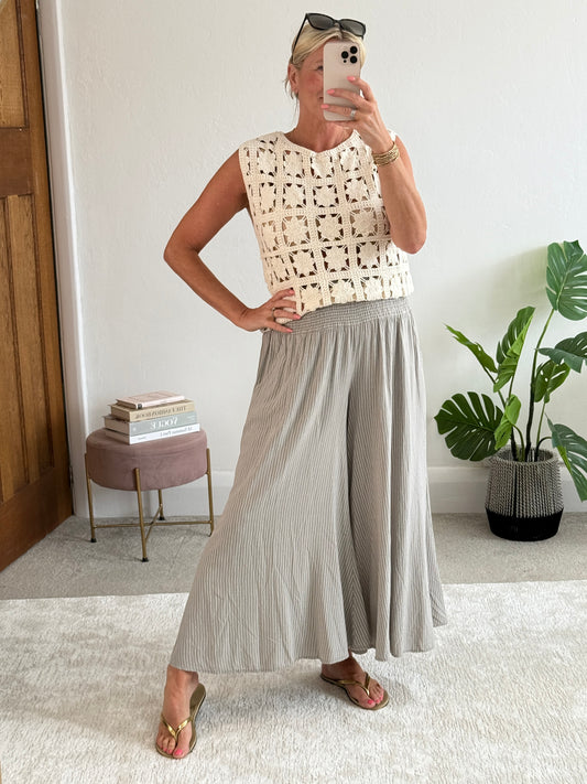 Mocha Stripe Palazzo Culottes