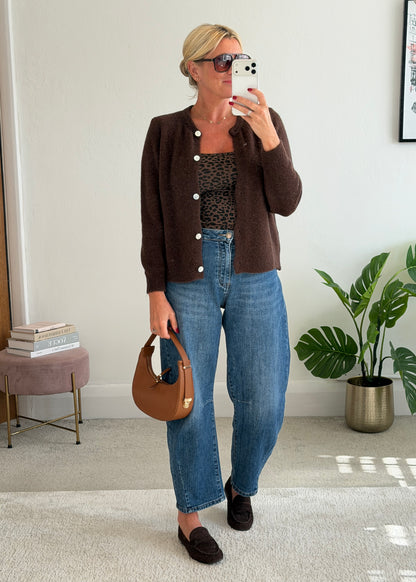 Khaki Alpaca Mix Button Cardigan