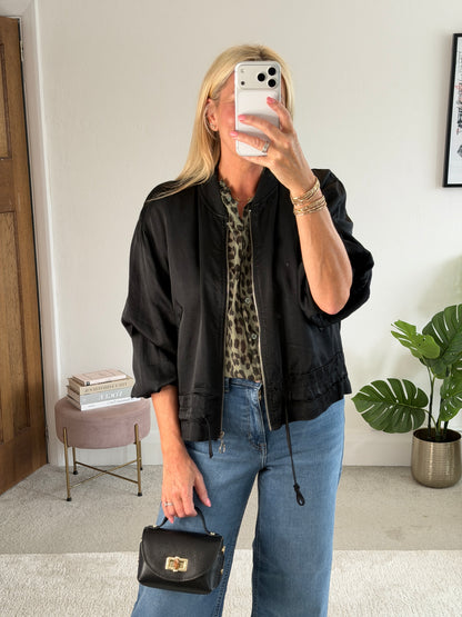 Khaki Leopard 3/4 Puff Sleeve Blouse