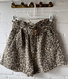 Leopard Print Denim H/W Shorts