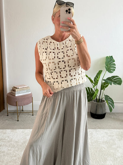 Mocha Stripe Palazzo Culottes