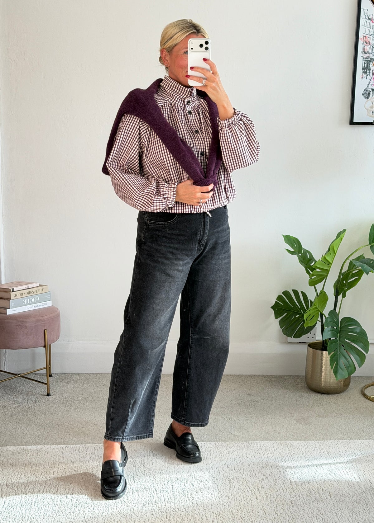Plum Alpaca Mix Button Jumper