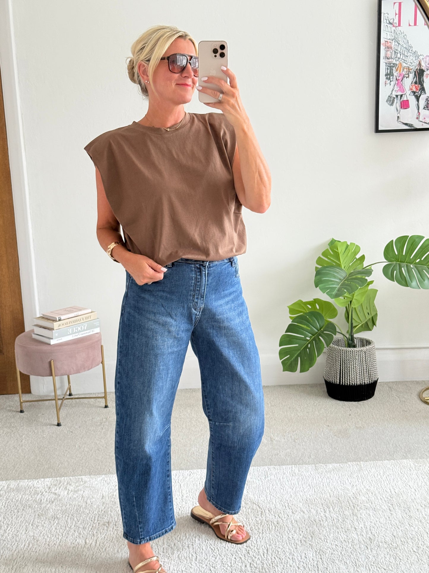 Chocolate Structured Shoulder T-Shirt