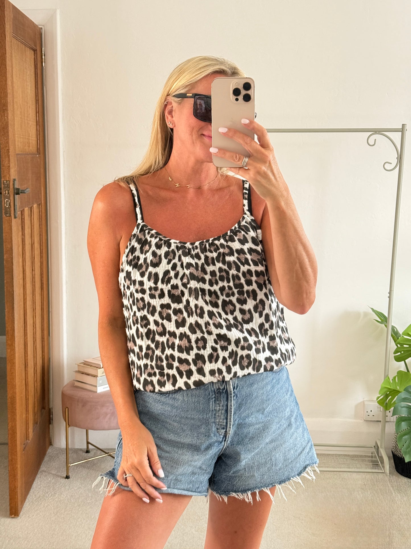 Leopard Print Cheesecloth Cami Top