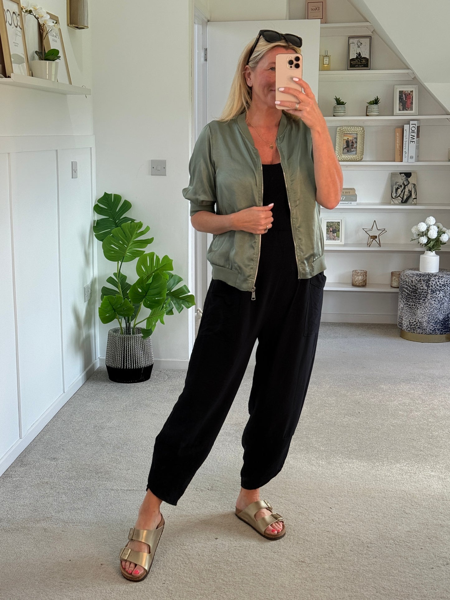 Khaki Silk Mix 1/2 Sleeve Bomber Jacket