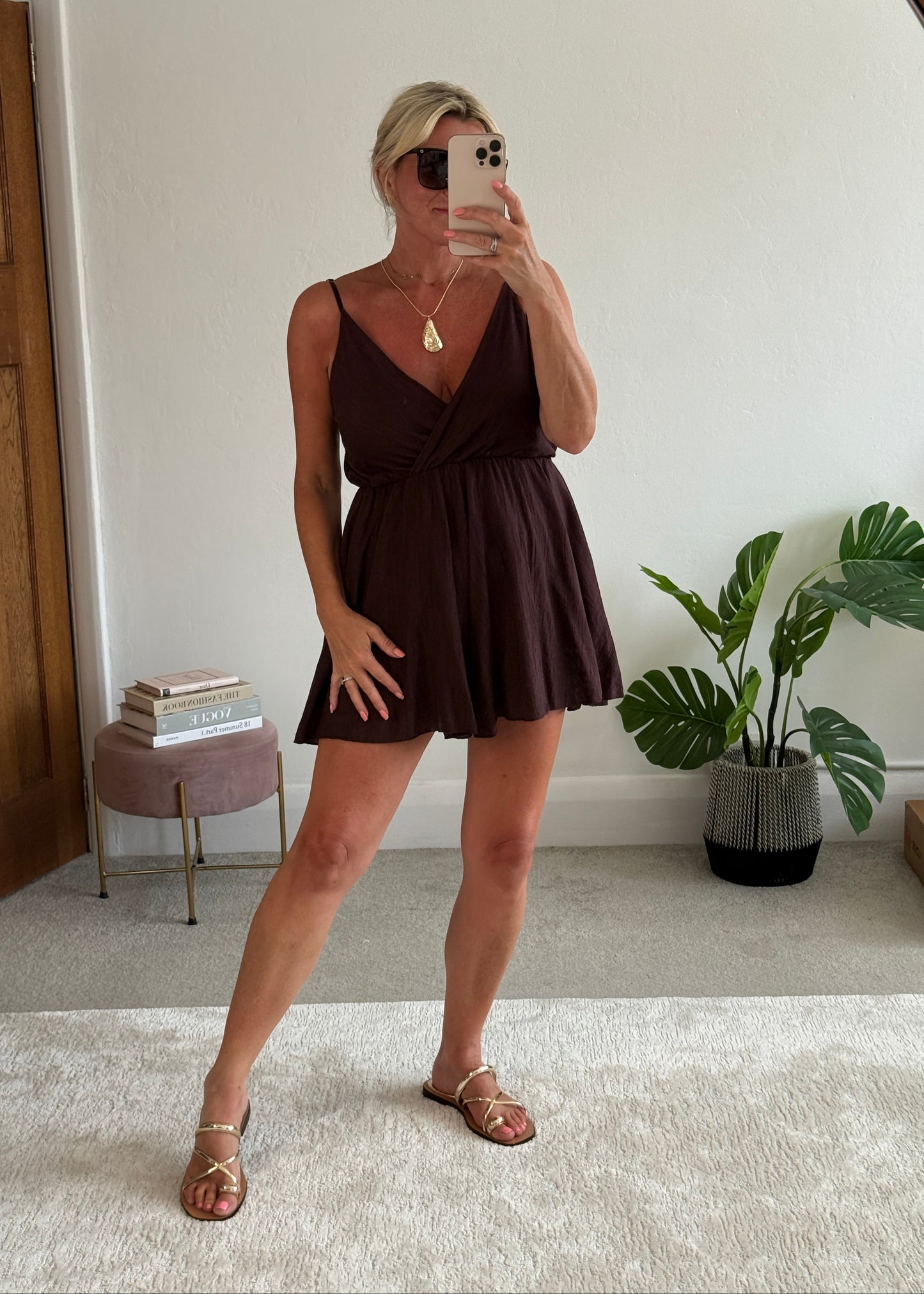 Chocolate V-Neck Playsuit