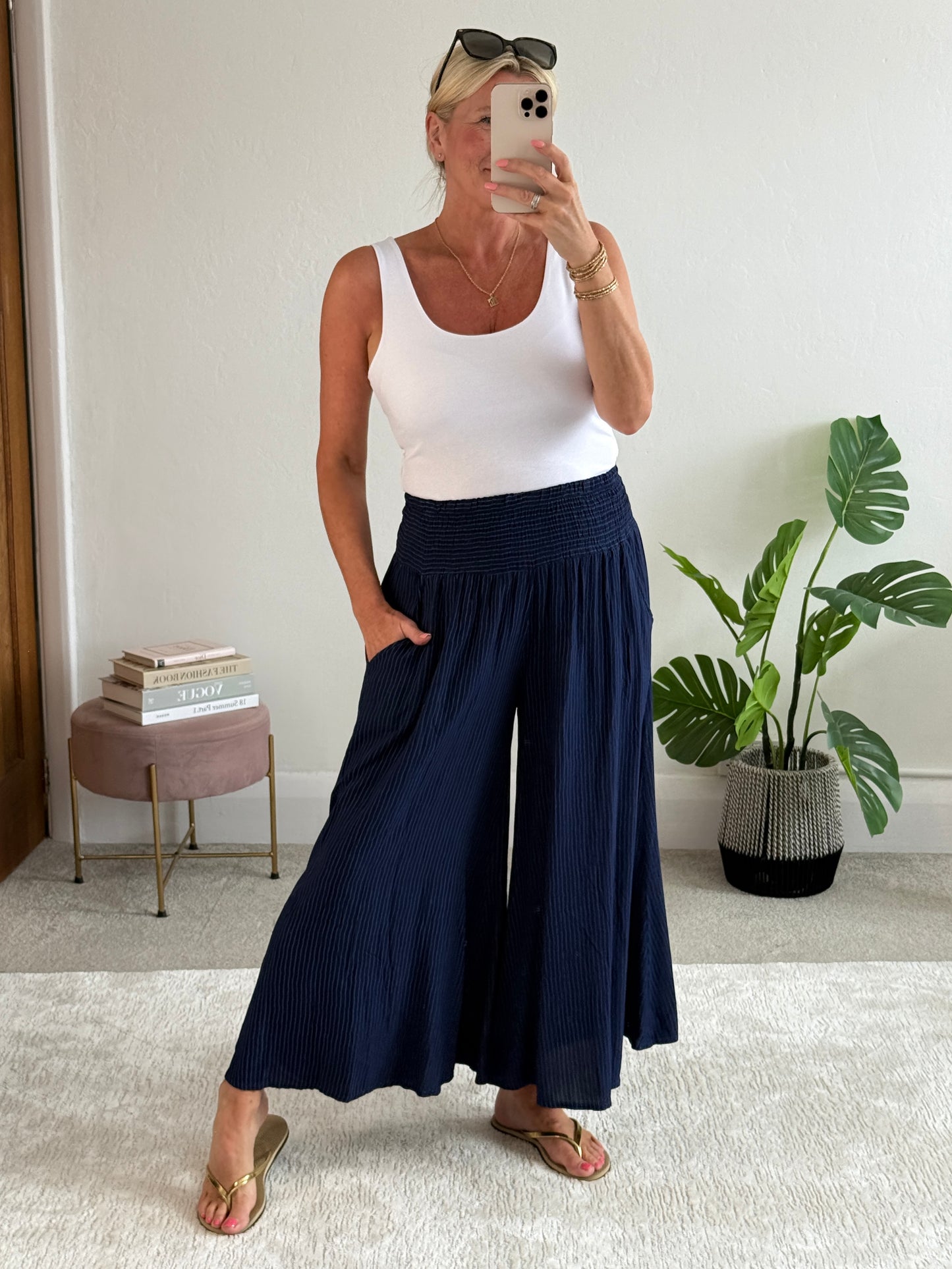 Navy Stripe Palazzo Culottes