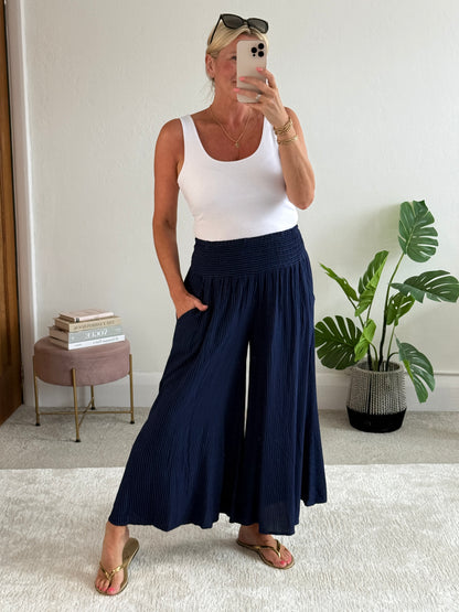 Navy Stripe Palazzo Culottes
