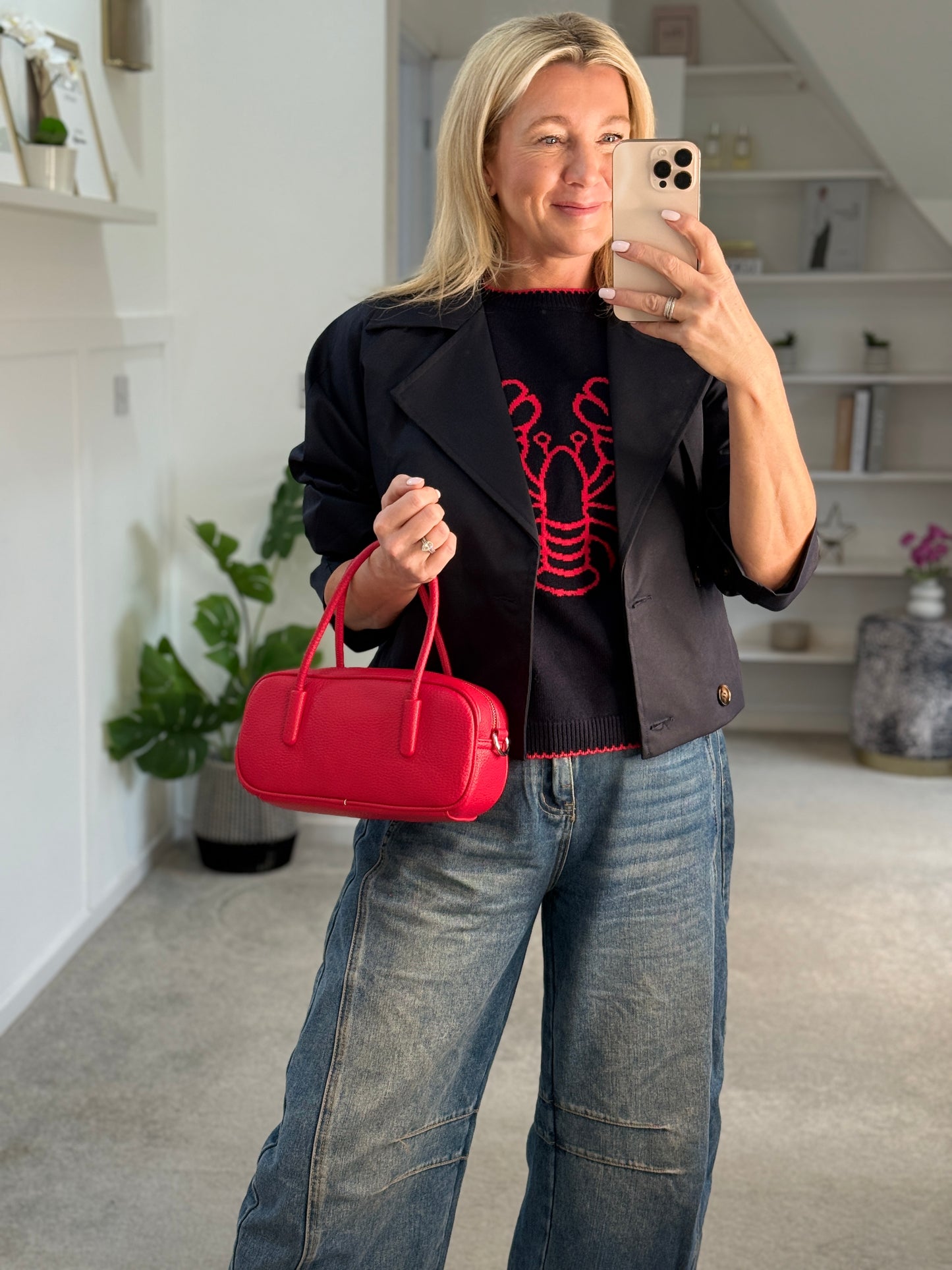 Navy/Red Lobster Motif Tank Top