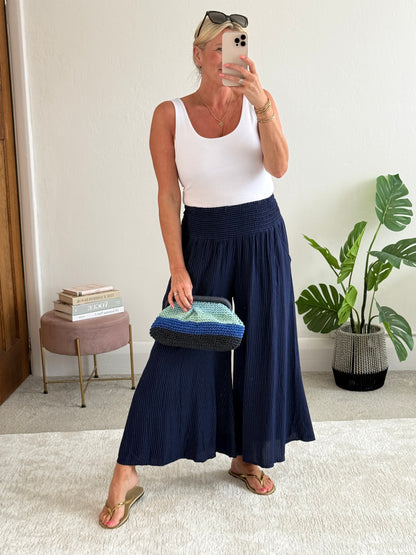 Navy Stripe Palazzo Culottes