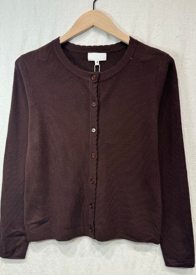 Chocolate Scallop Edge Cardigan