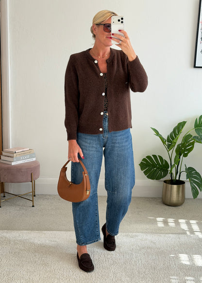 Chocolate Alpaca Mix Button Cardigan