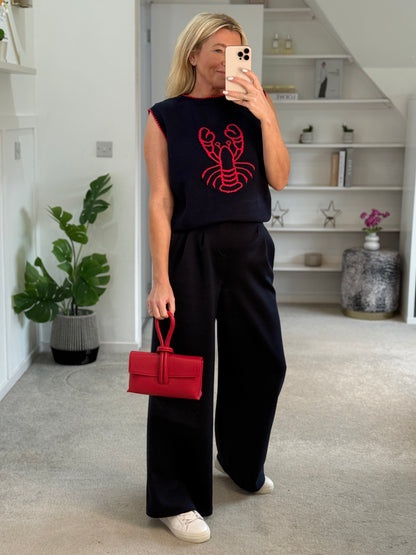 Navy/Red Lobster Motif Tank Top