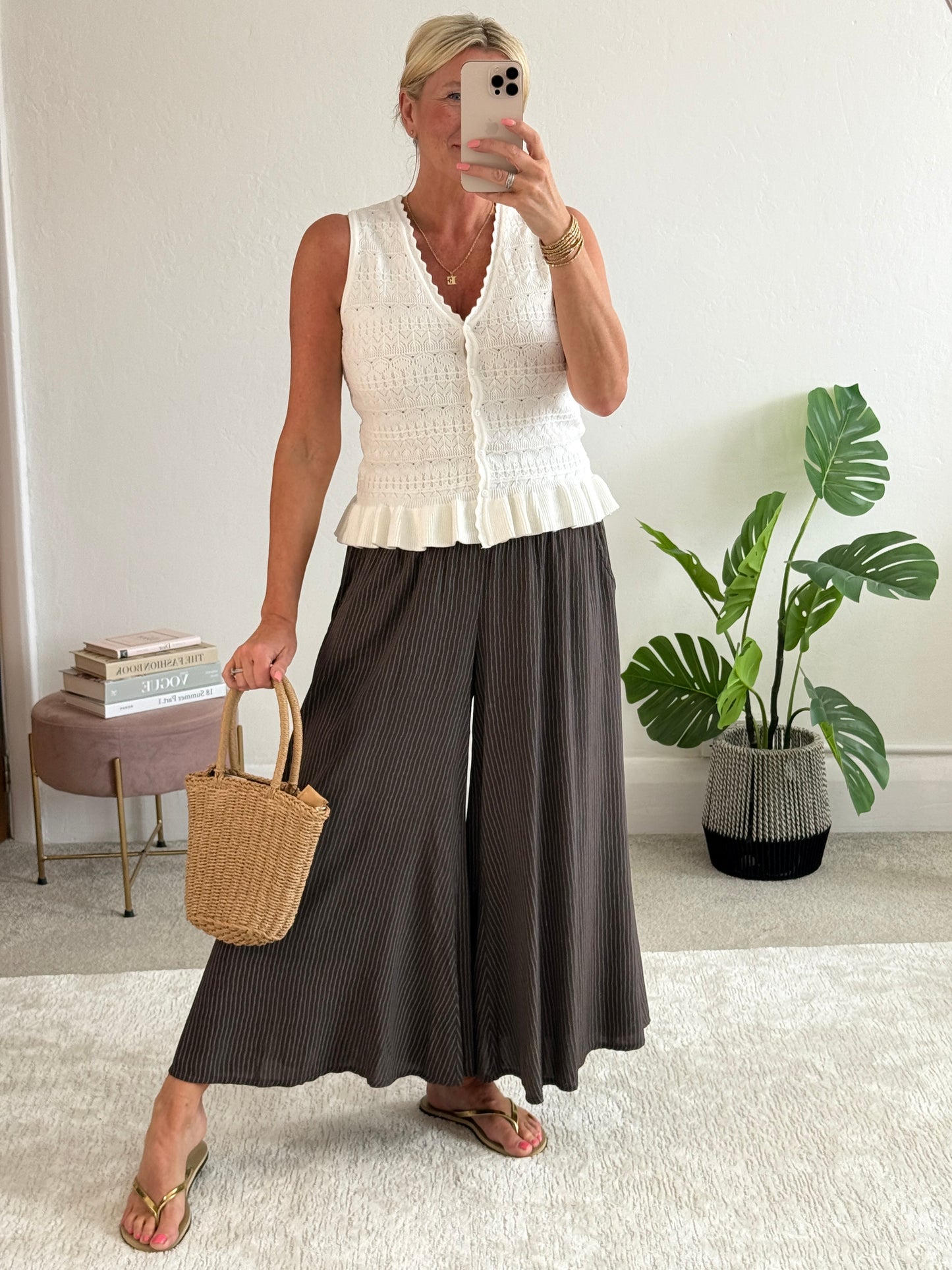 Chocolate Stripe Palazzo Culottes