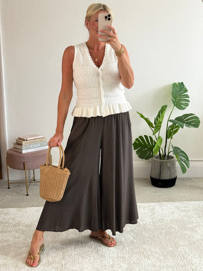 Chocolate Stripe Palazzo Culottes