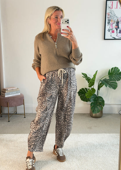 Small Leopard Print Barrel Joggers