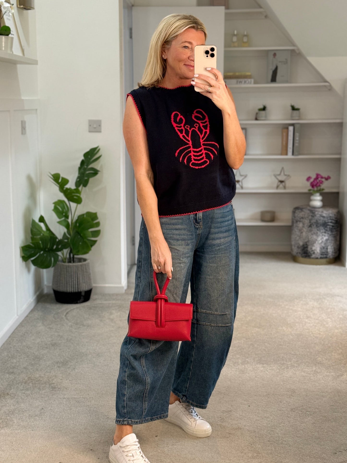 Navy/Red Lobster Motif Tank Top