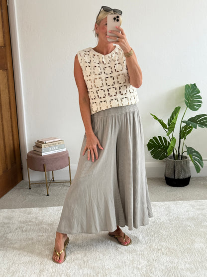 Mocha Stripe Palazzo Culottes
