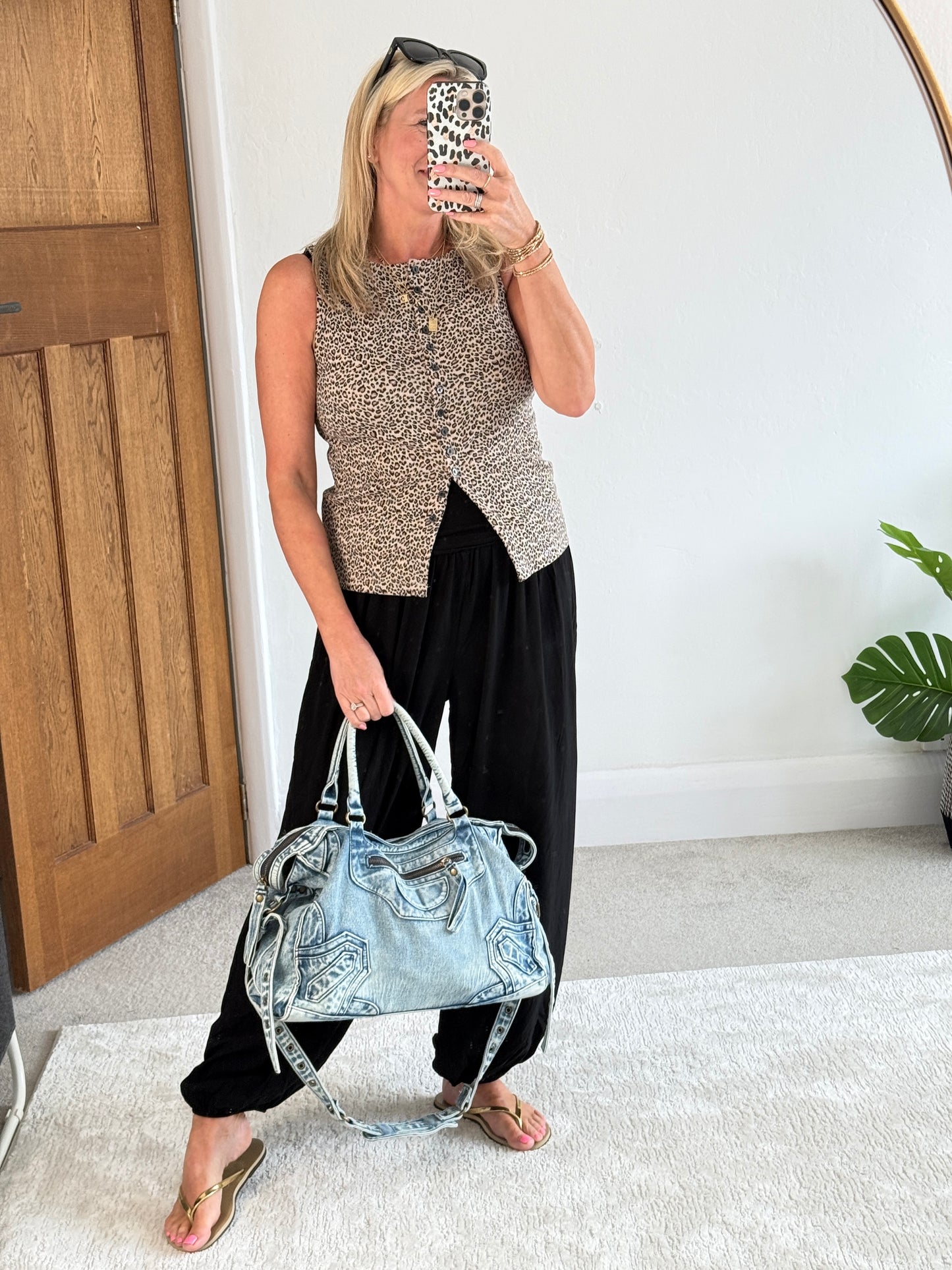Black Viscose Balloon Leg Trousers