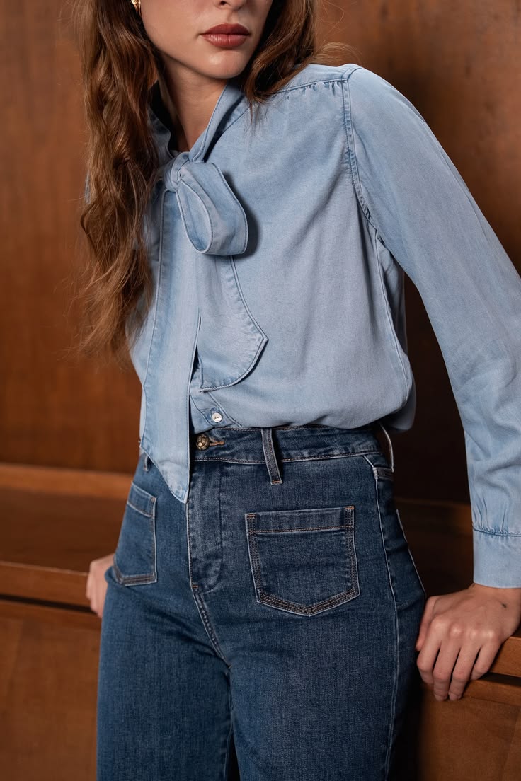 Light Blue Charleen Tencel Blouse