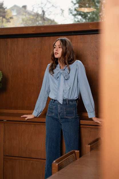 Light Blue Charleen Tencel Blouse